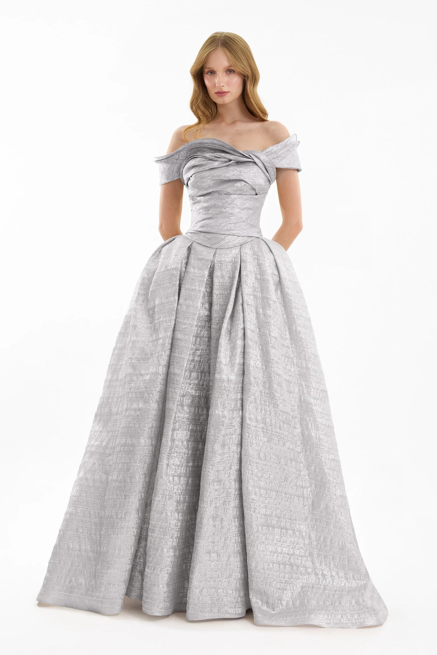 Off-Shoulder Jacquard Dress