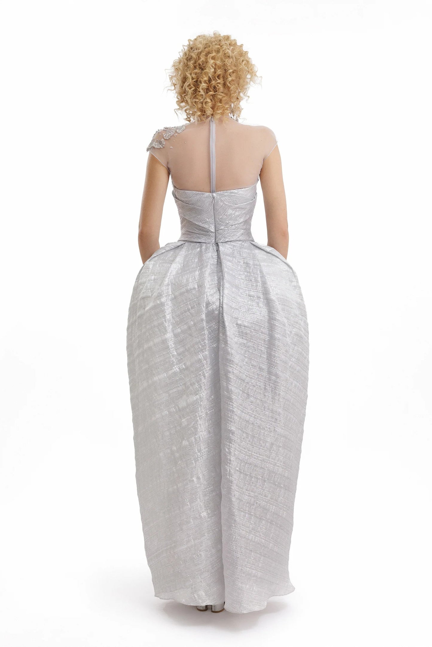 Strapless Beaded Draped Dress
