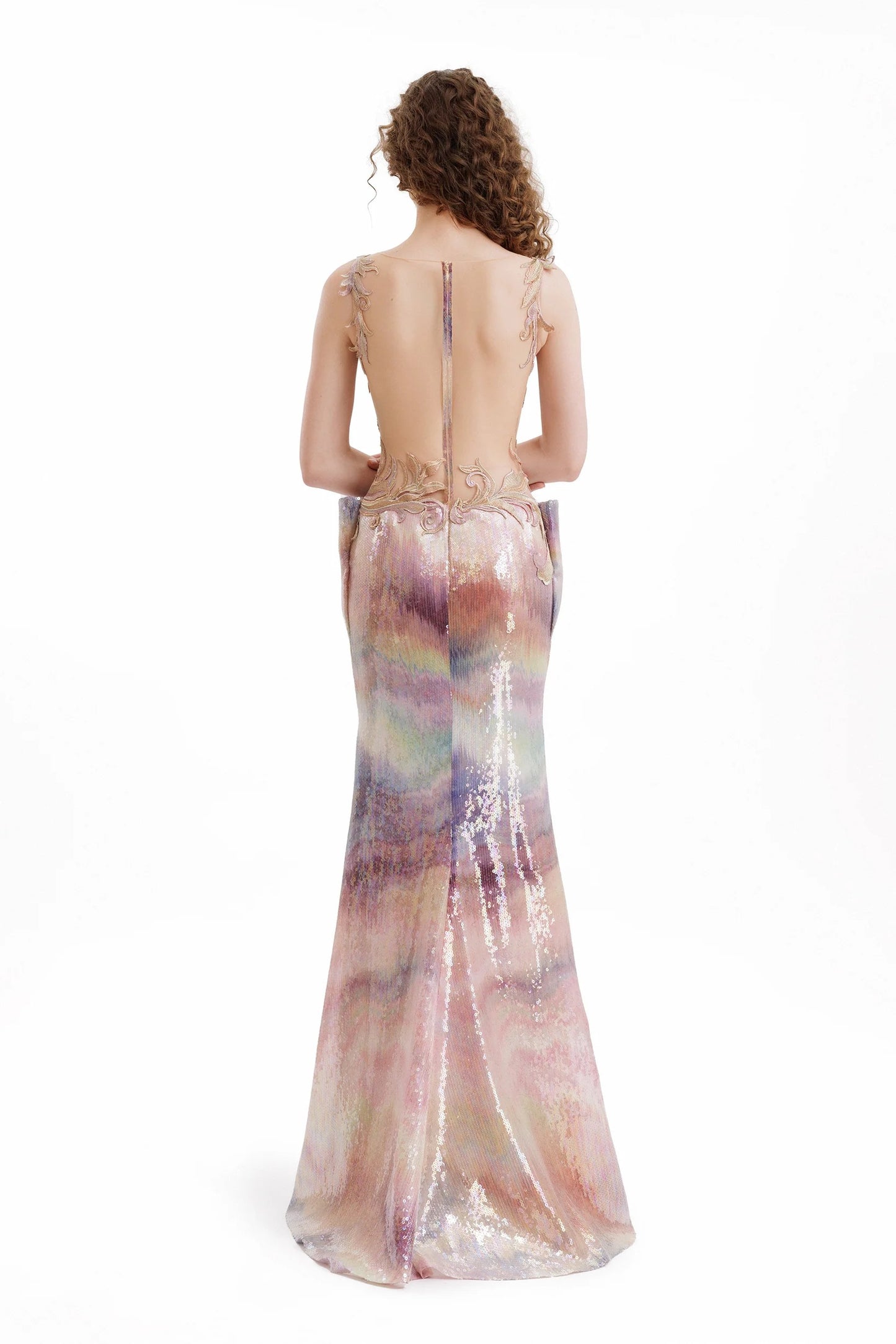 Sequin Bateau Dress with Sheer Sides