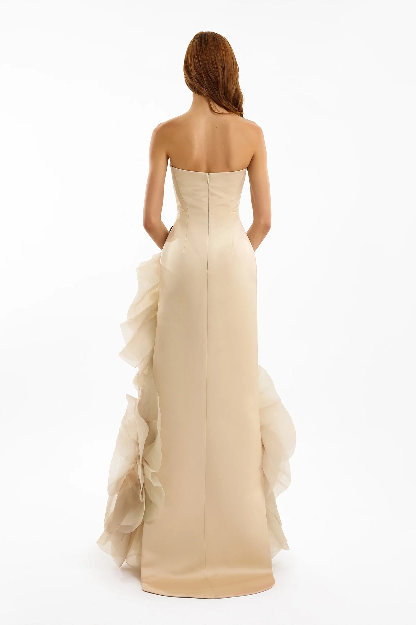 Fitted Scoop-Neck Dress with Sculpted Flowers