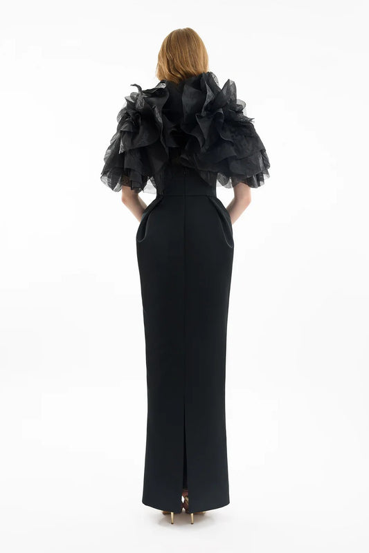 Strapless Dress with Ruffled Bolero