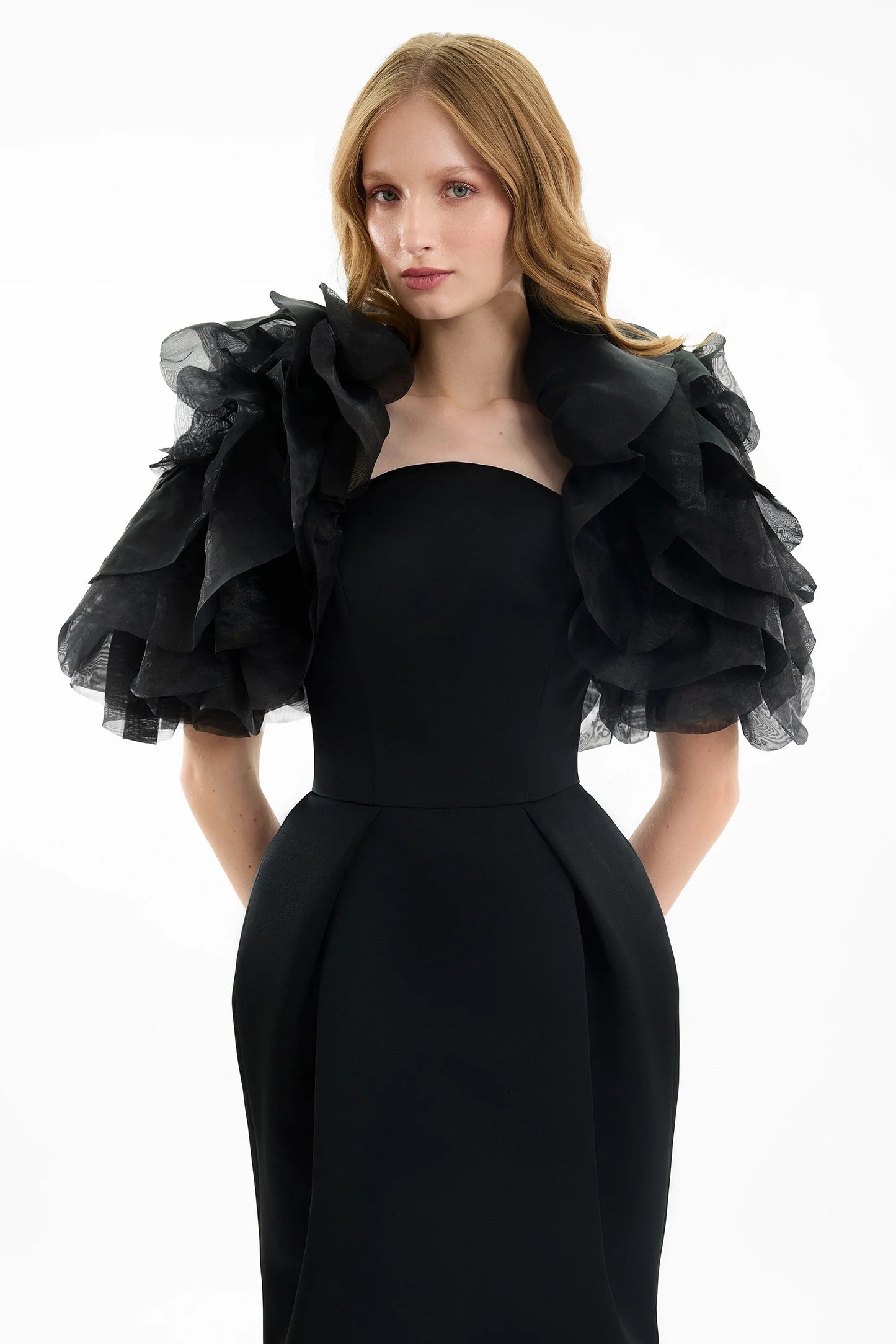 Strapless Dress with Ruffled Bolero
