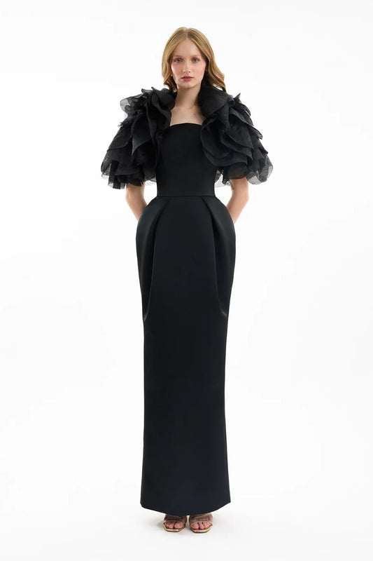Strapless Dress with Ruffled Bolero