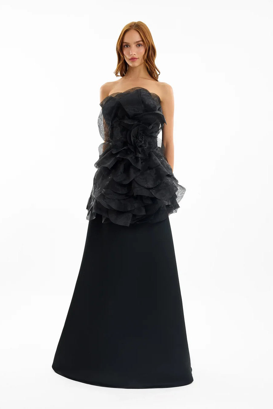 Strapless Organza Flower Dress