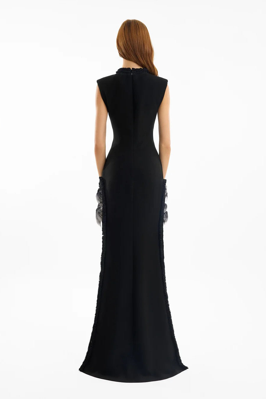 Slim Dress with Floral Appliqués