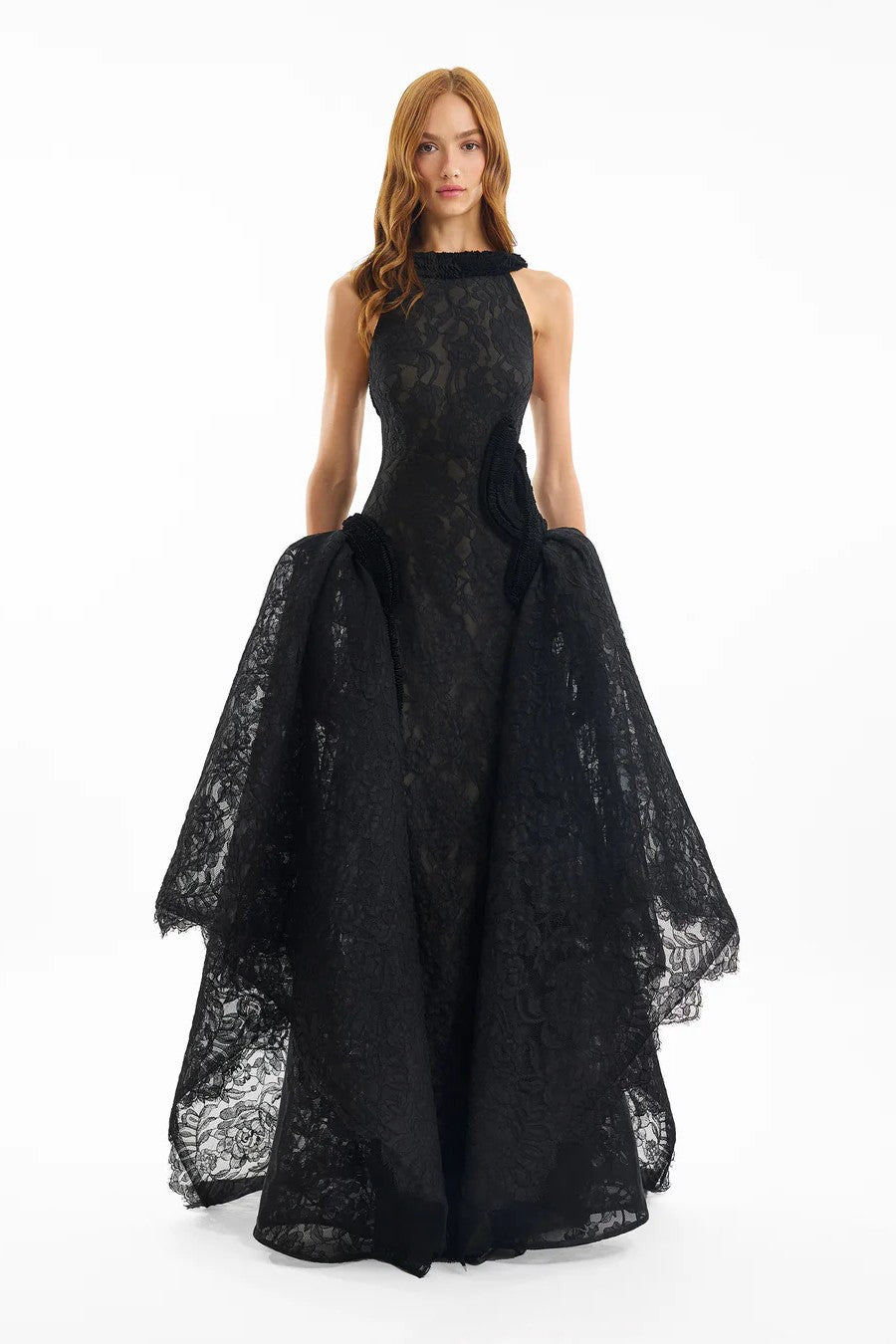 Embroidered Halter Lace Dress