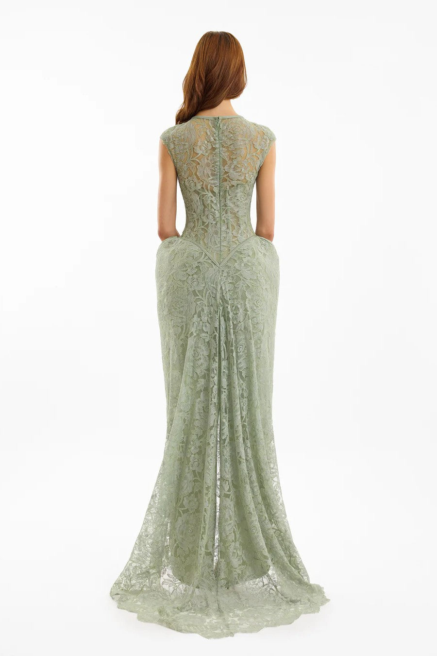 Sculpted Lace Dress with Sheer Bodice
