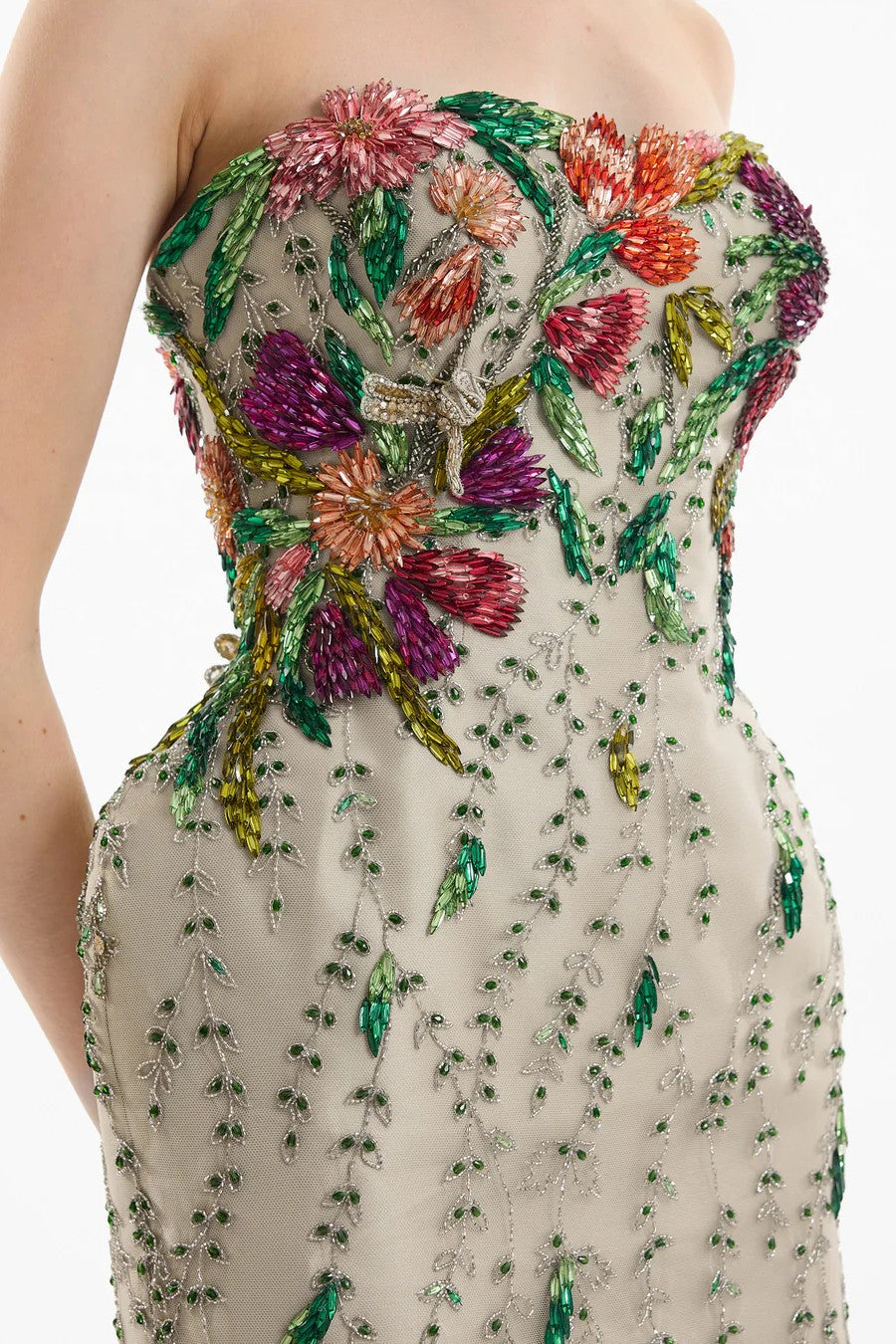 Strapless Embroidered Short Dress