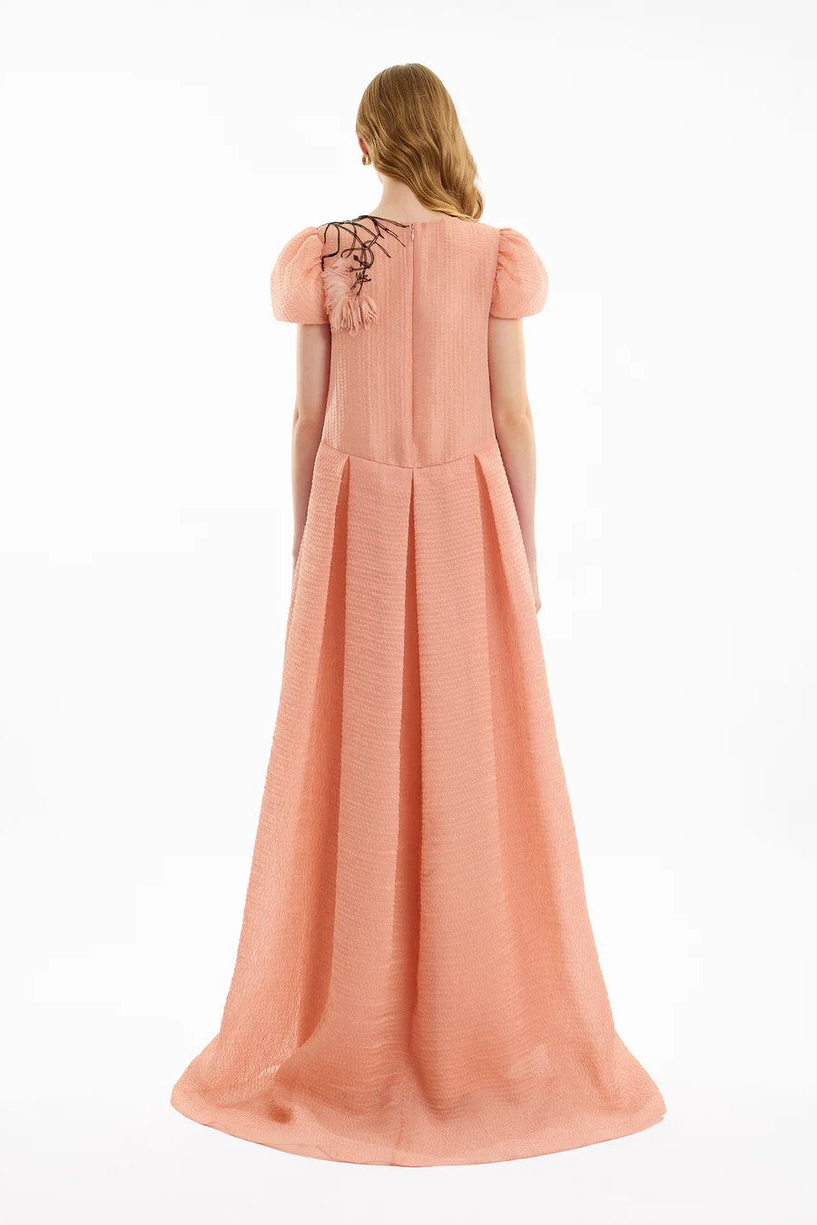 Beaded Floral Jacquard Dress