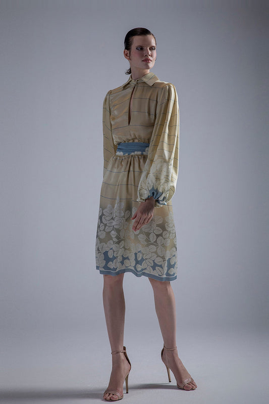 Collared Long Sleeve Cocktail Dress