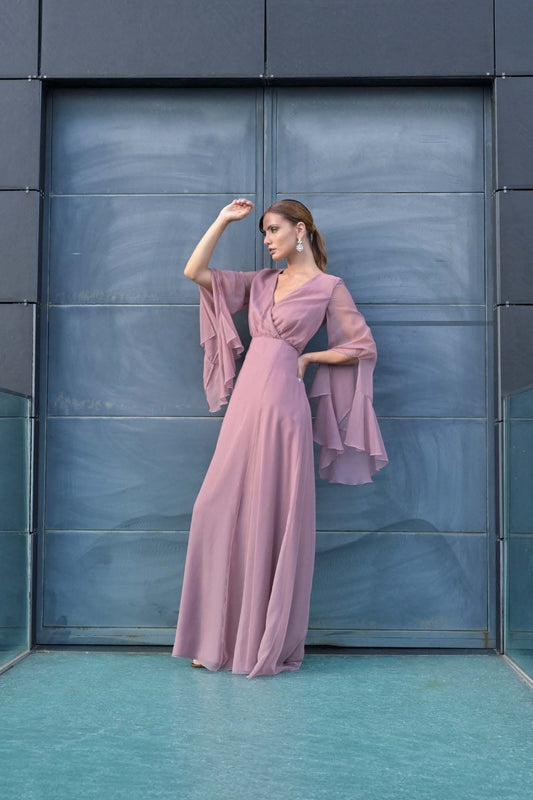 Ruffle Sleeve Gown