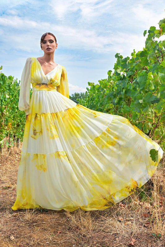 Floral V-Neck Gown