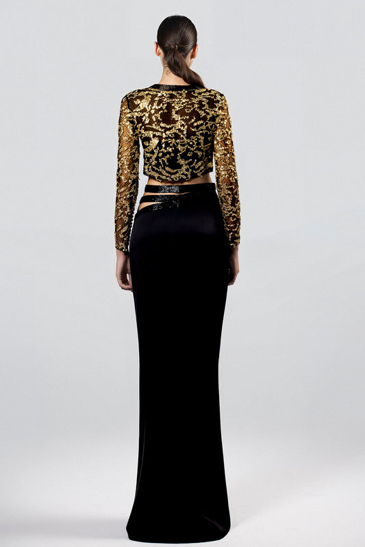 Sequin Crop-Top Skirt Set