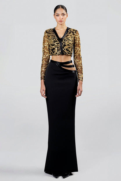 Sequin Crop-Top Skirt Set