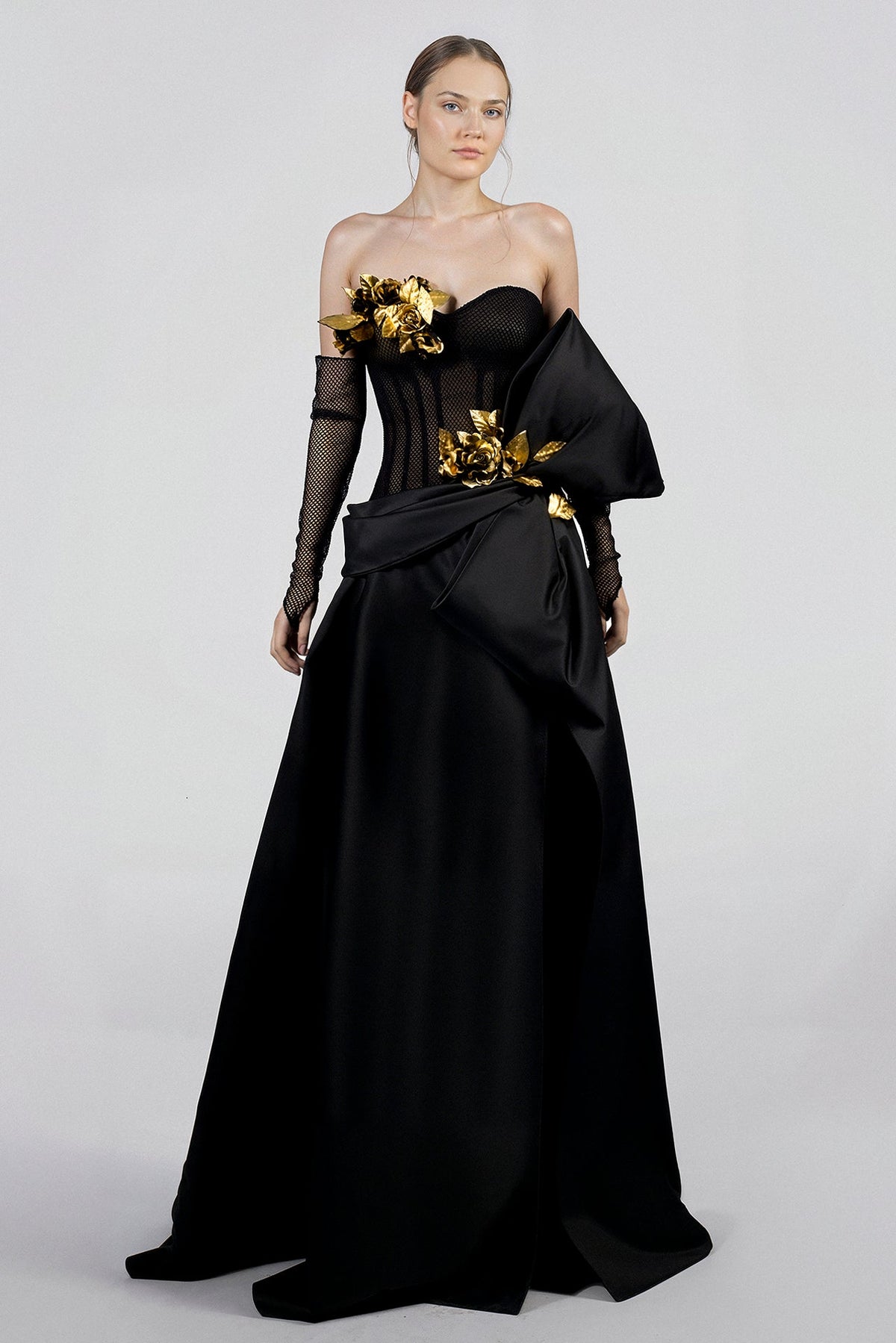 Strapless Corset Bow Gown