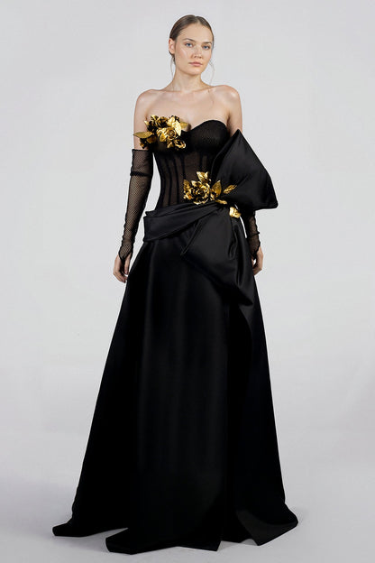 Strapless Corset Bow Gown