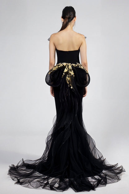 Floral Appliqué Mermaid Gown