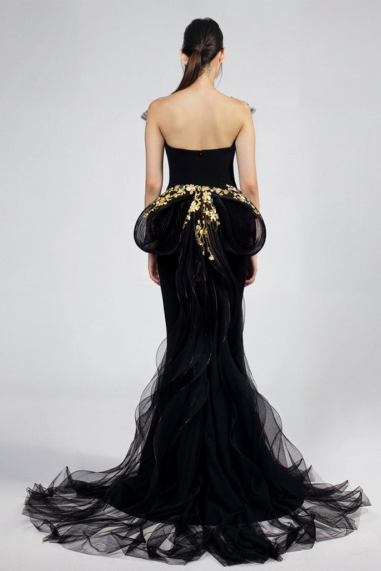 Floral Appliqué Mermaid Gown