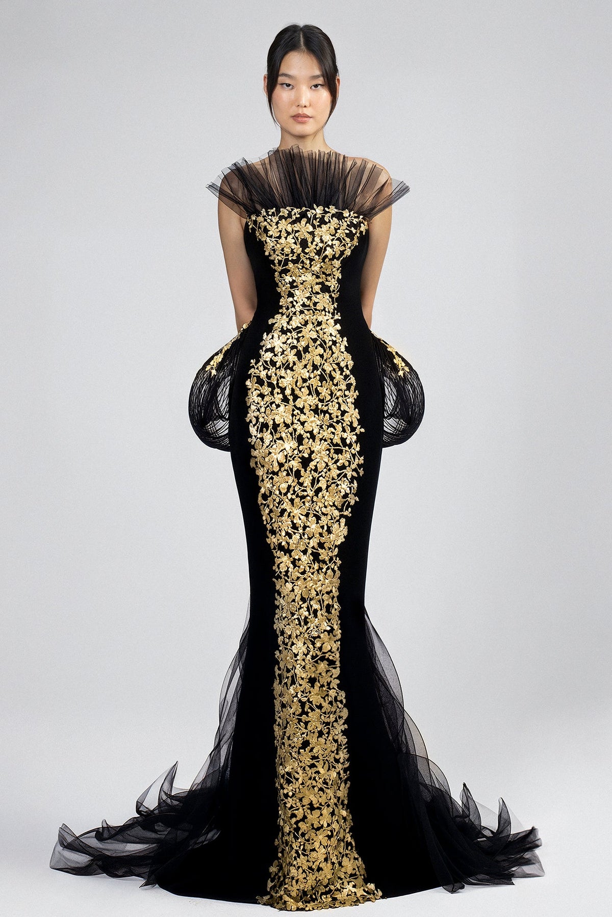 Floral Appliqué Mermaid Gown