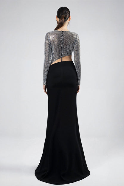 Crystal-Mesh Cutout Skirt Set