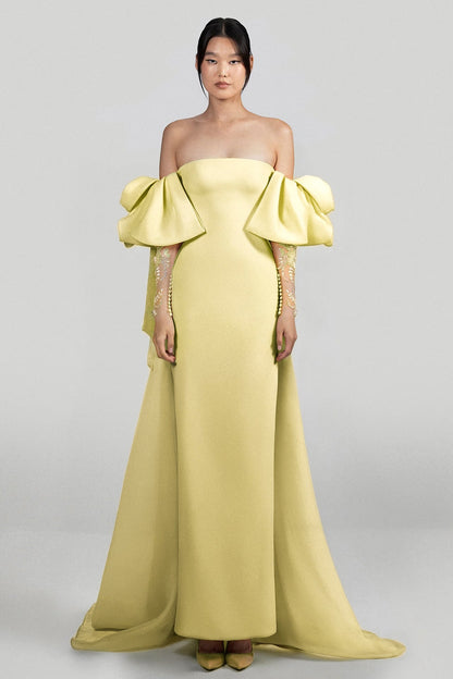 Off-Shoulder Puff-Sleeve Gown