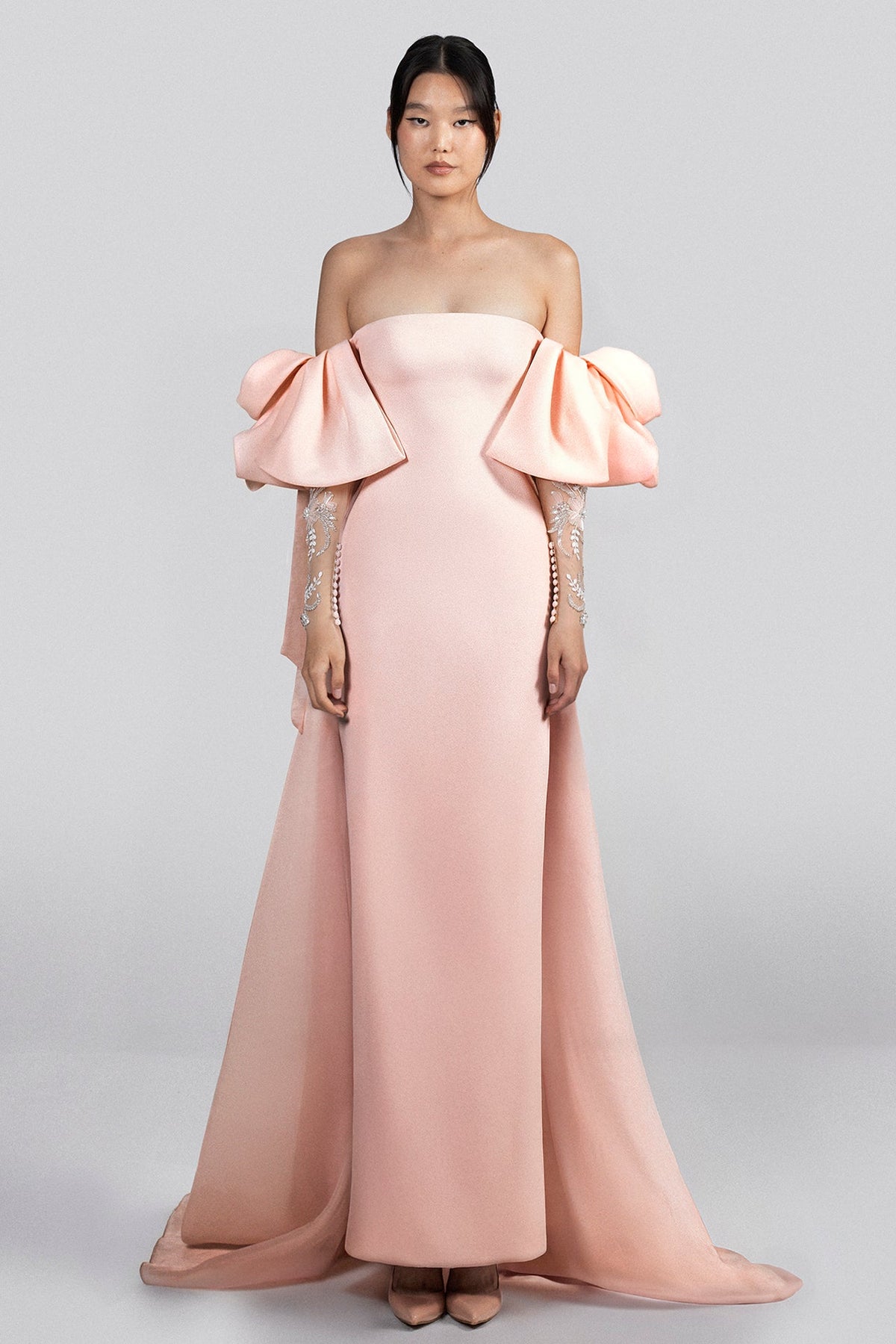Off-Shoulder Puff-Sleeve Gown