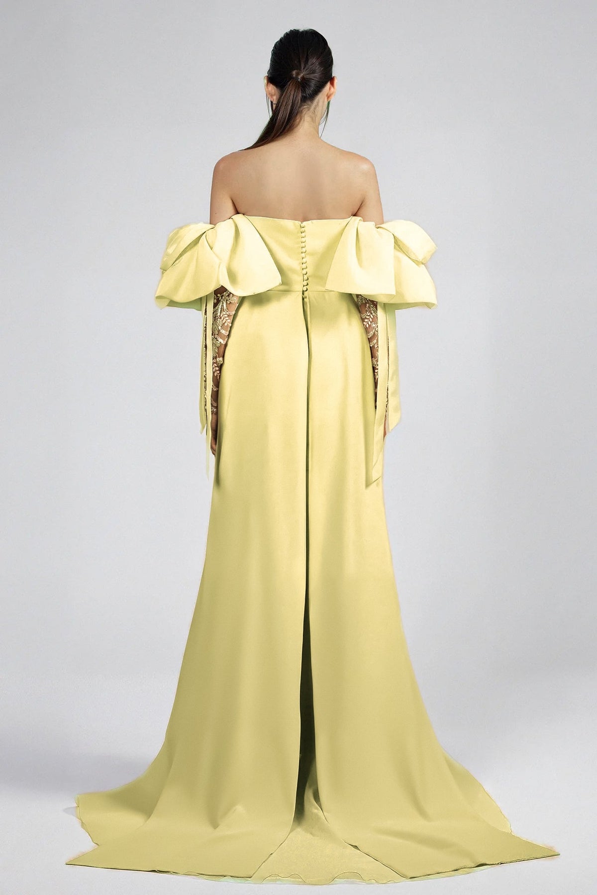 Off-Shoulder Puff-Sleeve Gown