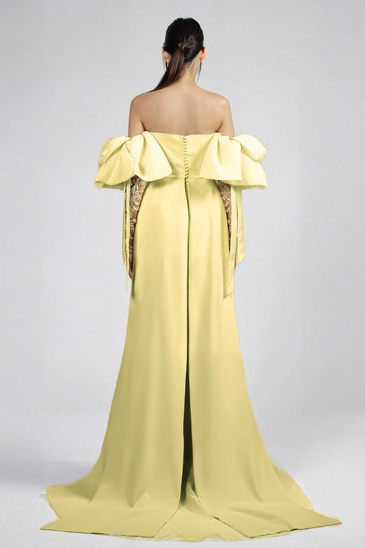 Off-Shoulder Puff-Sleeve Gown