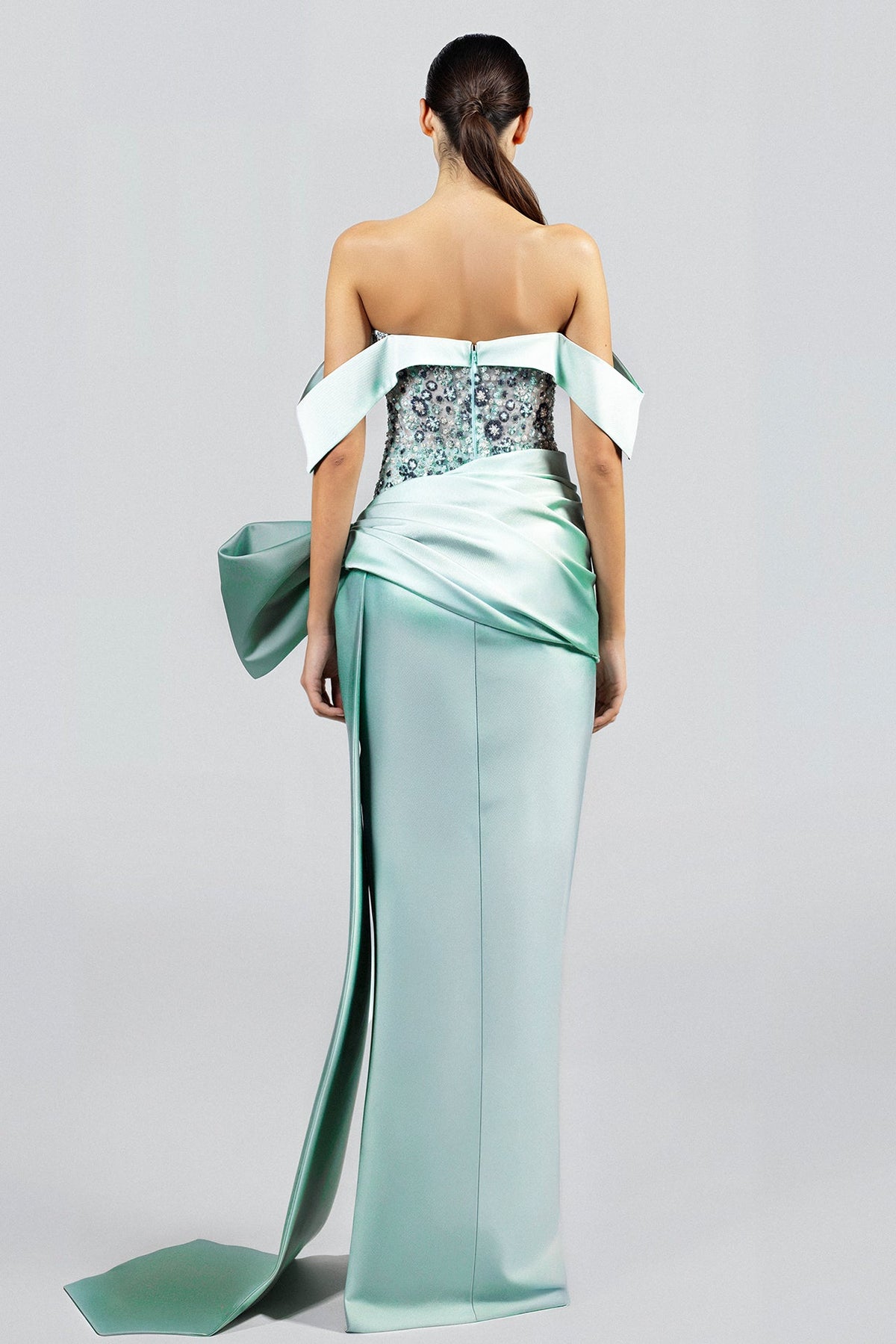 Off-Shoulder Oversized Bow Gown