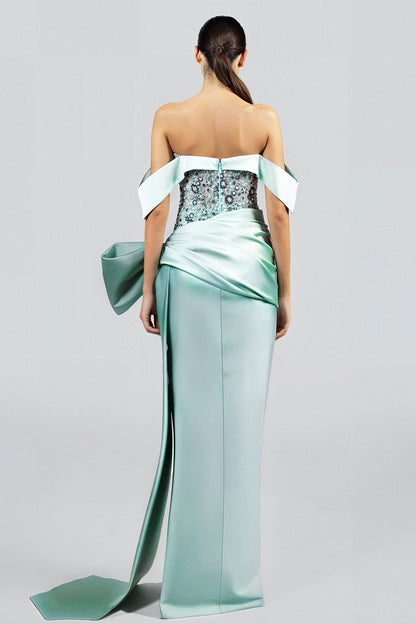 Off-Shoulder Oversized Bow Gown