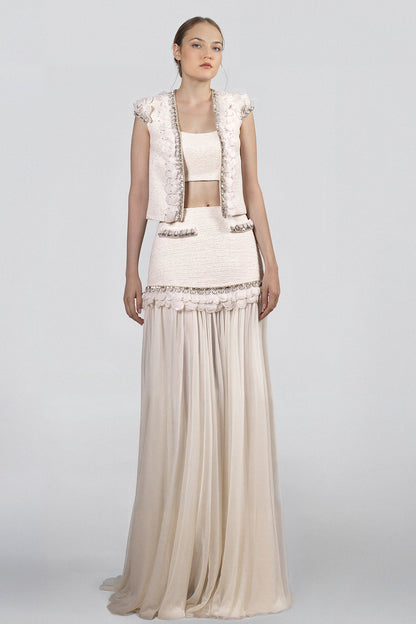 Appliqué Vest Skirt Set