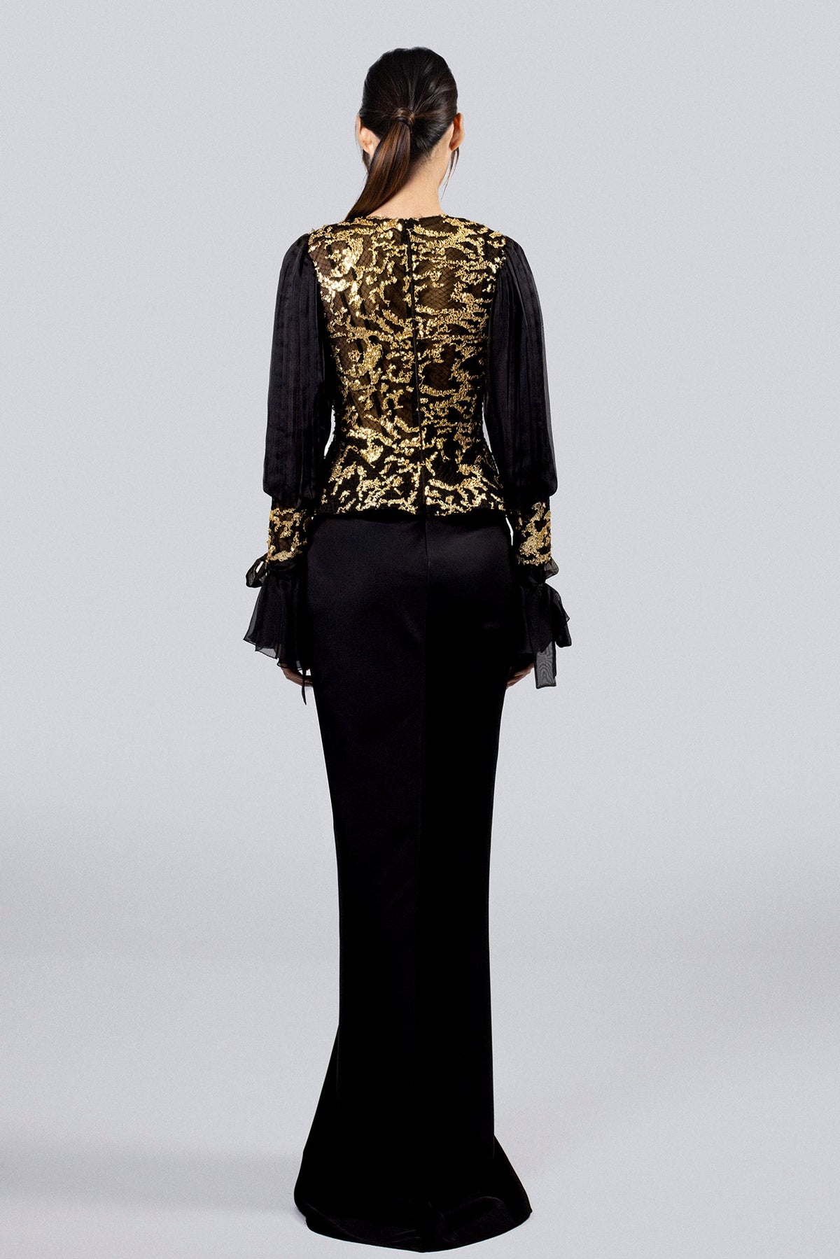 Sequin Bishop-Sleeve Skirt Set