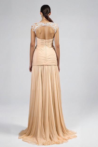 Cap-Sleeve Pleated Skirt Set