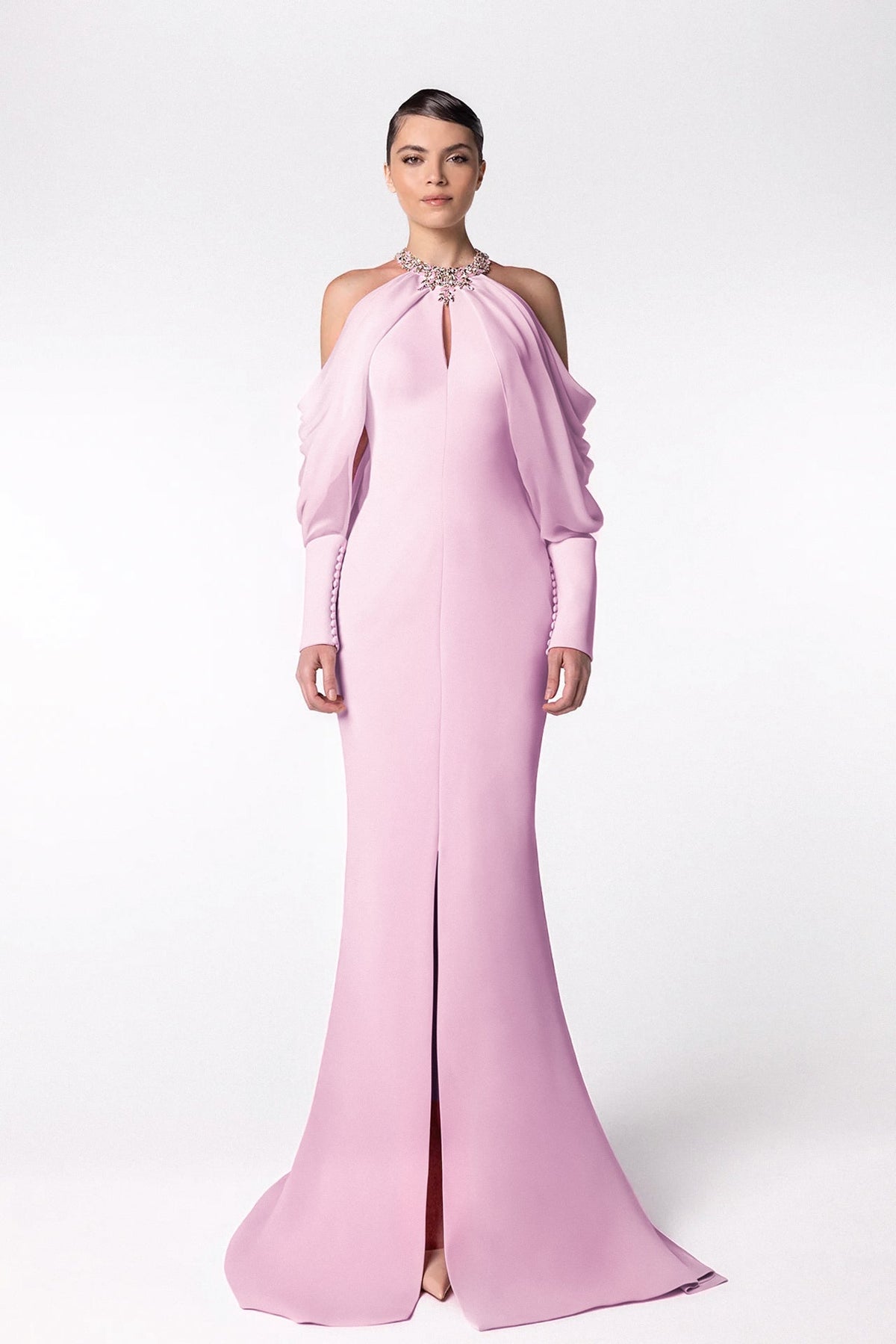 Halter Cold-Shoulder Mermaid Gown
