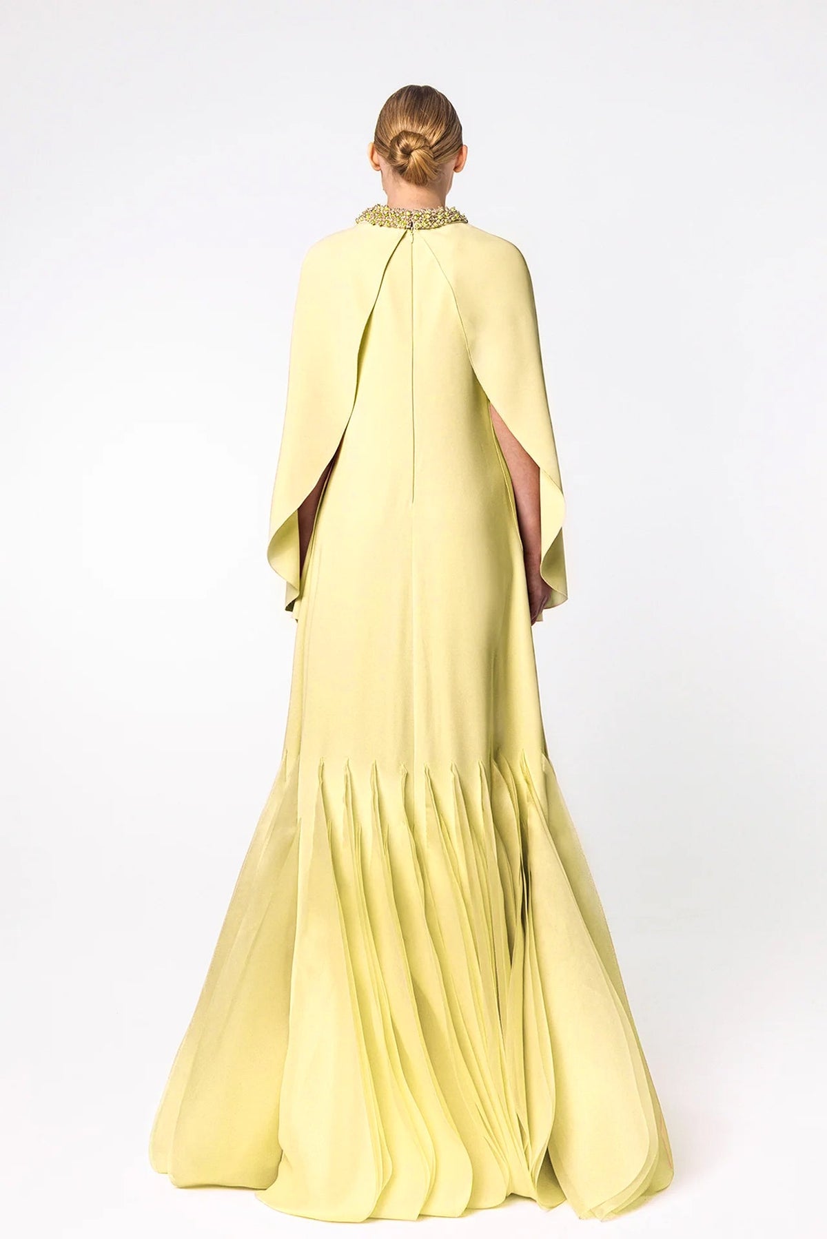 Pearl-Collar Petal-Hem Kaftan