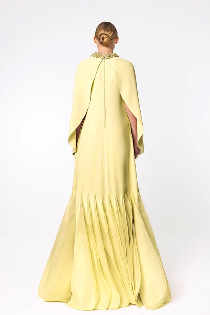 Pearl-Collar Petal-Hem Kaftan