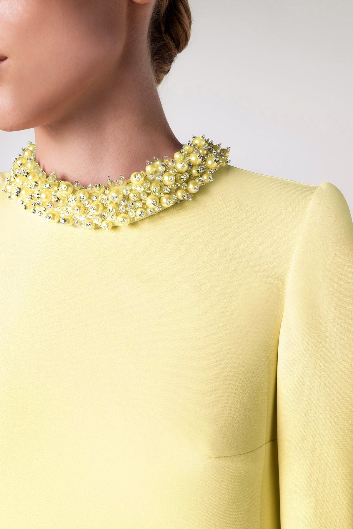 Pearl-Collar Petal-Hem Kaftan