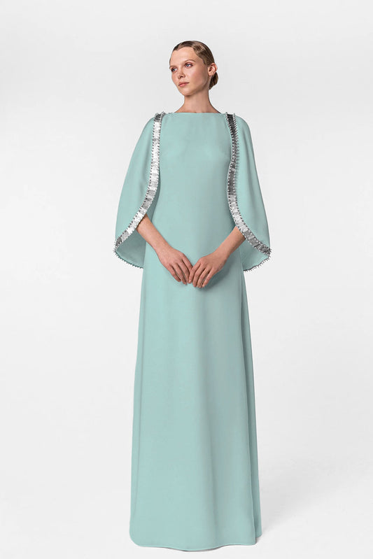 Embellished Cape-Sleeve Kaftan
