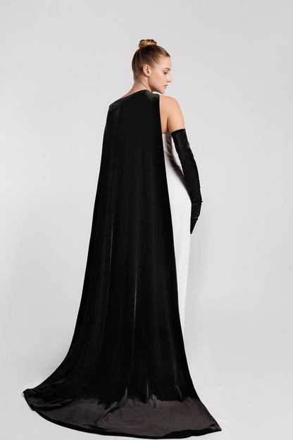 Strapless Velvet Drape Gown