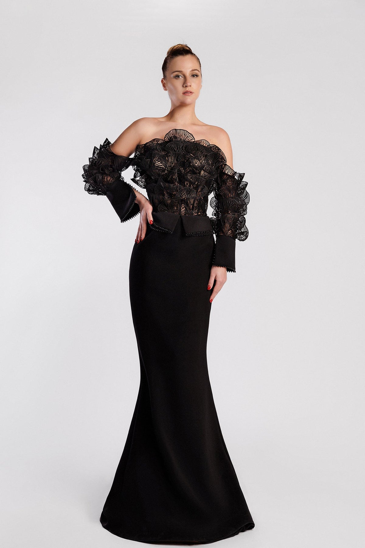 Off-Shoulder Petal Mermaid Gown