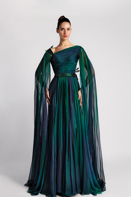 Chiffon Pleated A-Line Gown