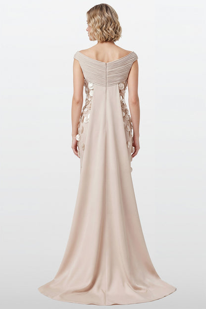 Off-Shoulder Disc Appliqué Gown