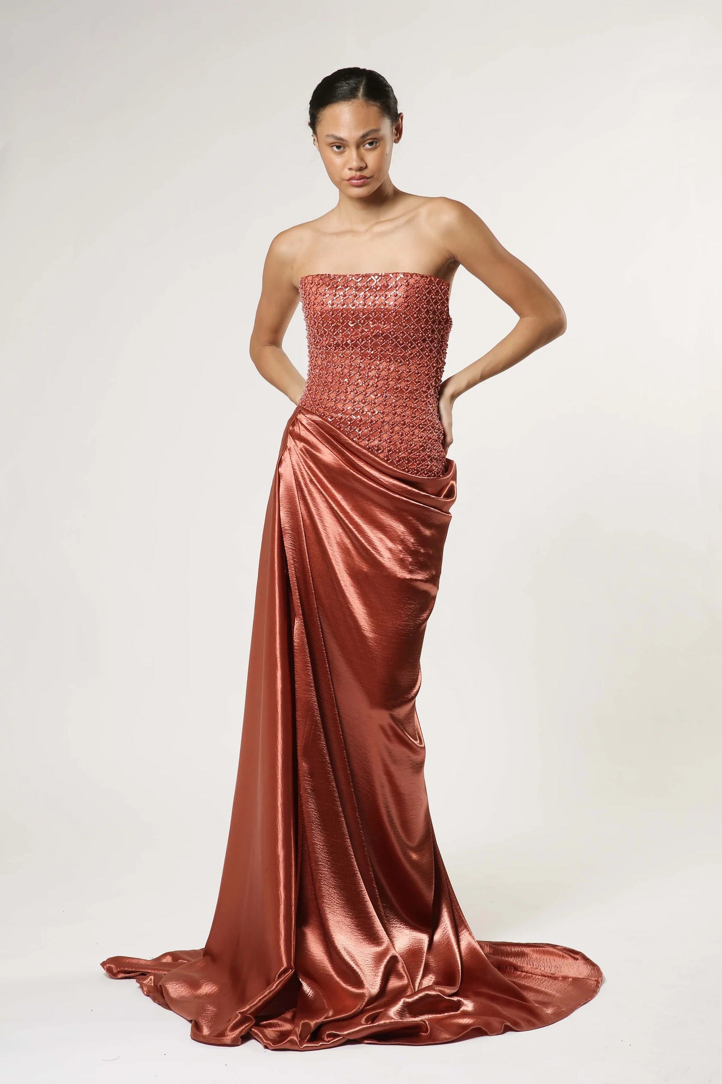 Strapless Satin Gown