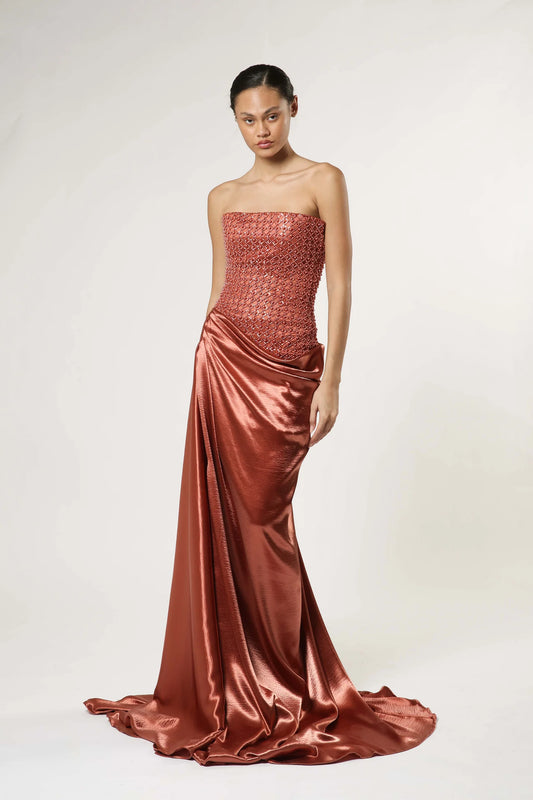 Strapless Satin Gown