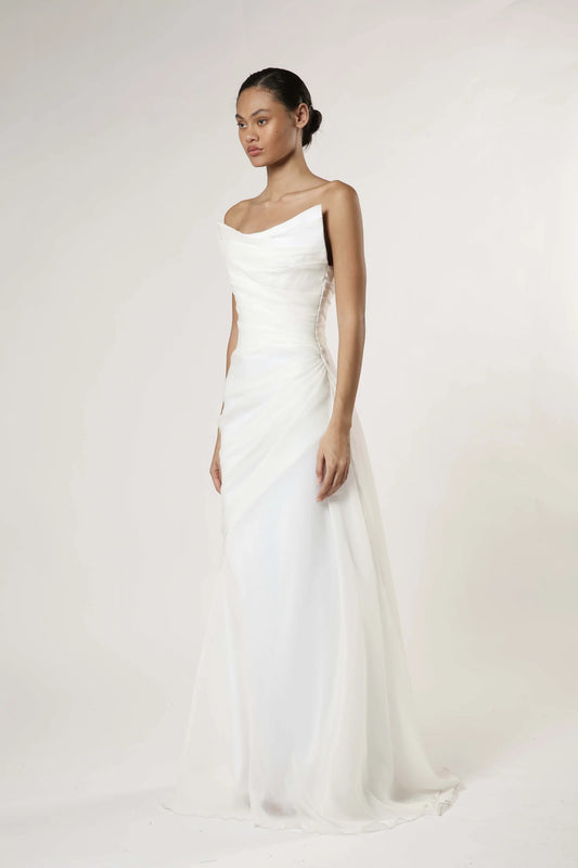 Draped Organza Gown