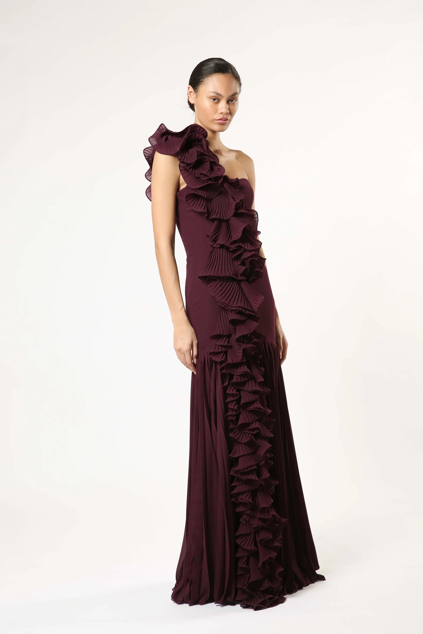 One Shoulder Chiffon Gown