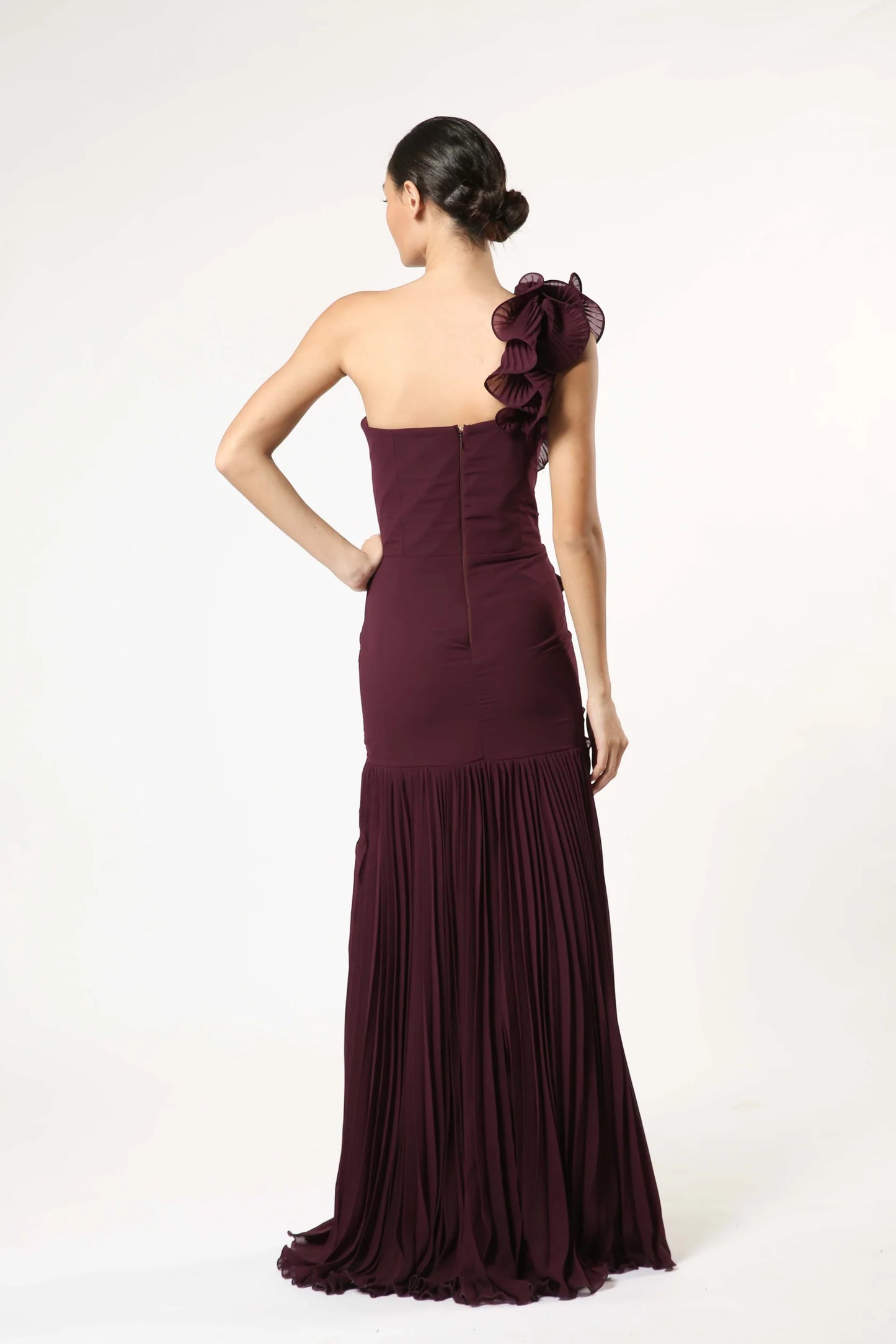 One Shoulder Chiffon Gown