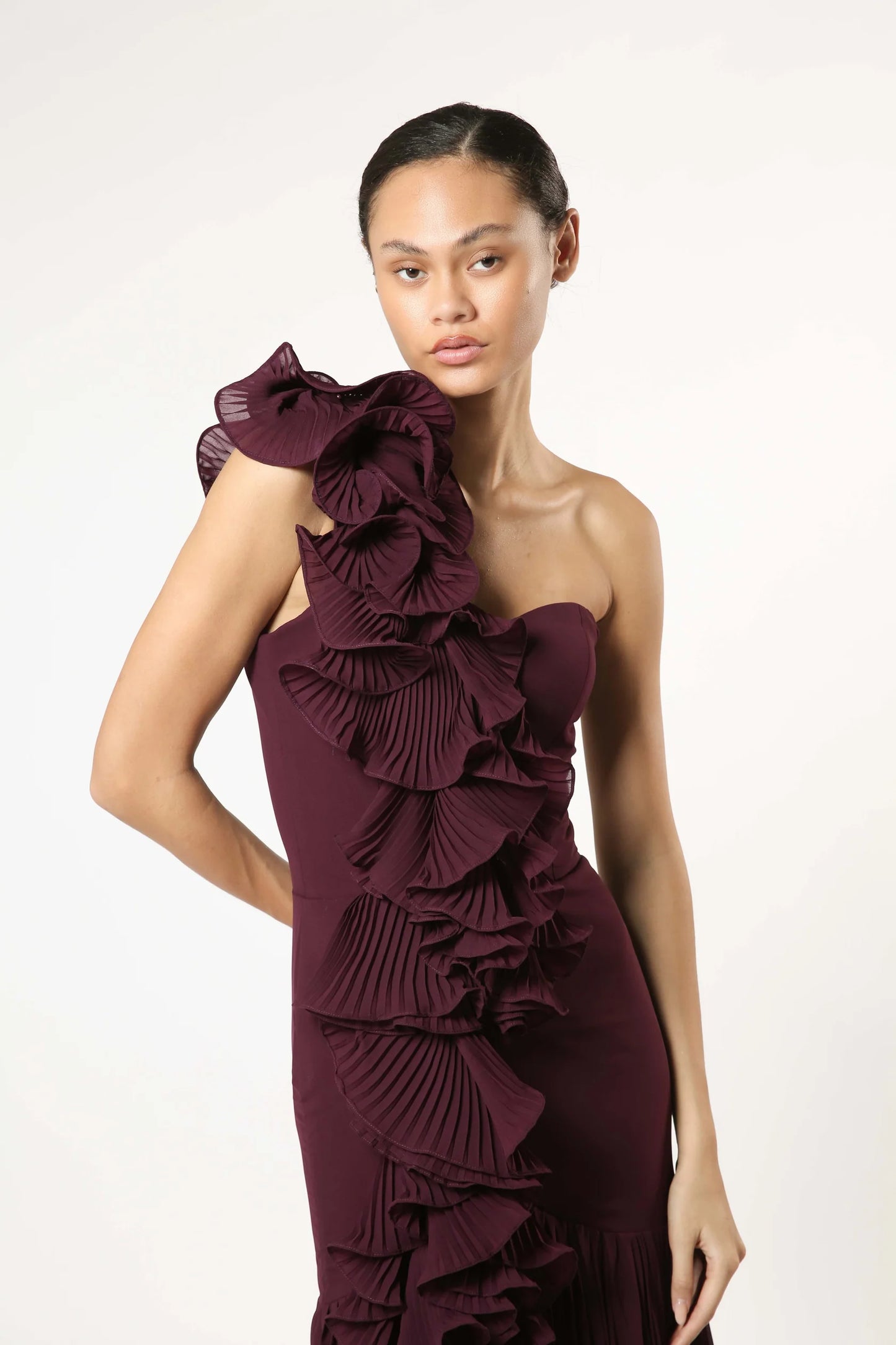 One Shoulder Chiffon Gown