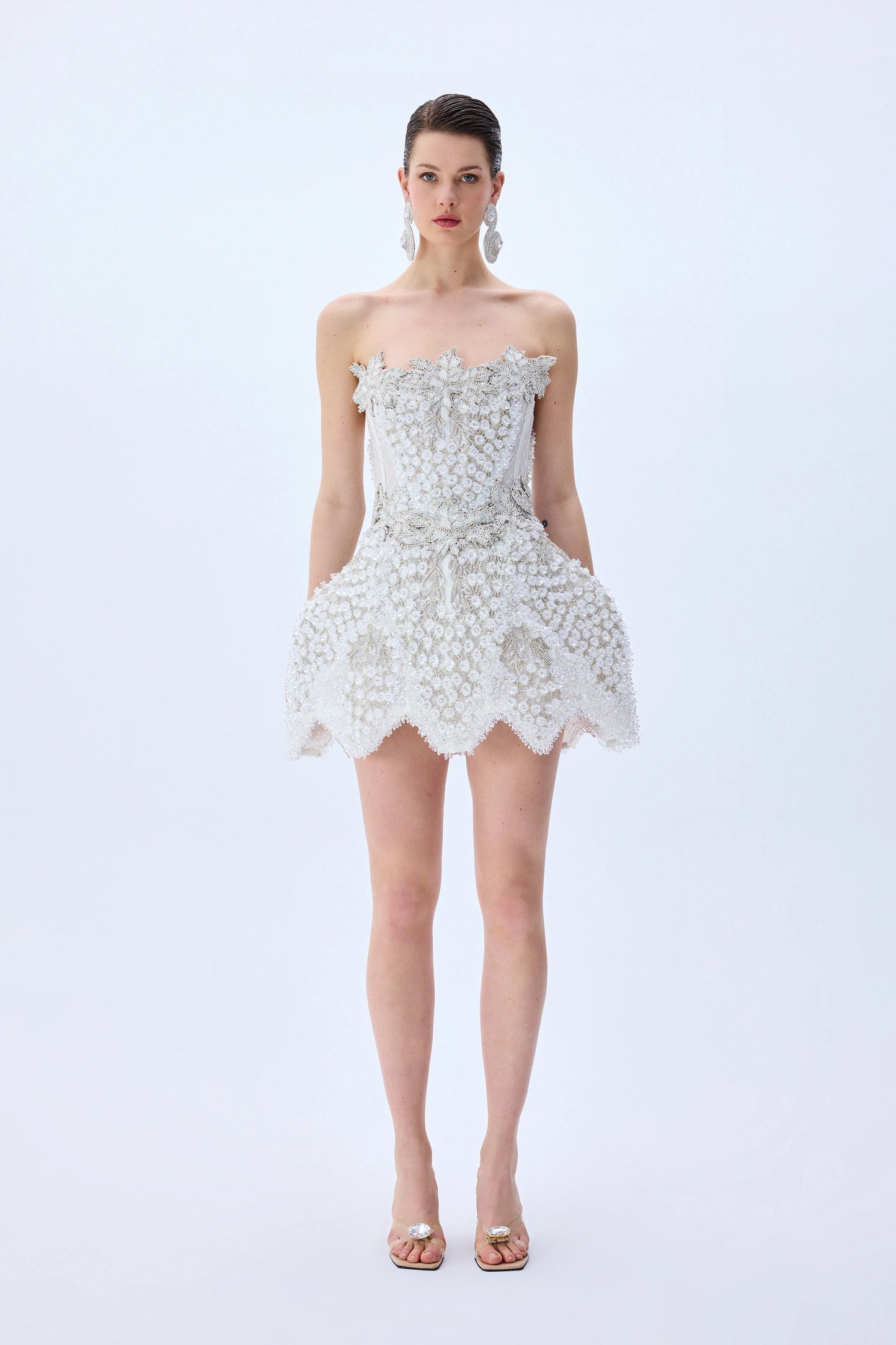 Grape Embroidered Structural Mini Dress