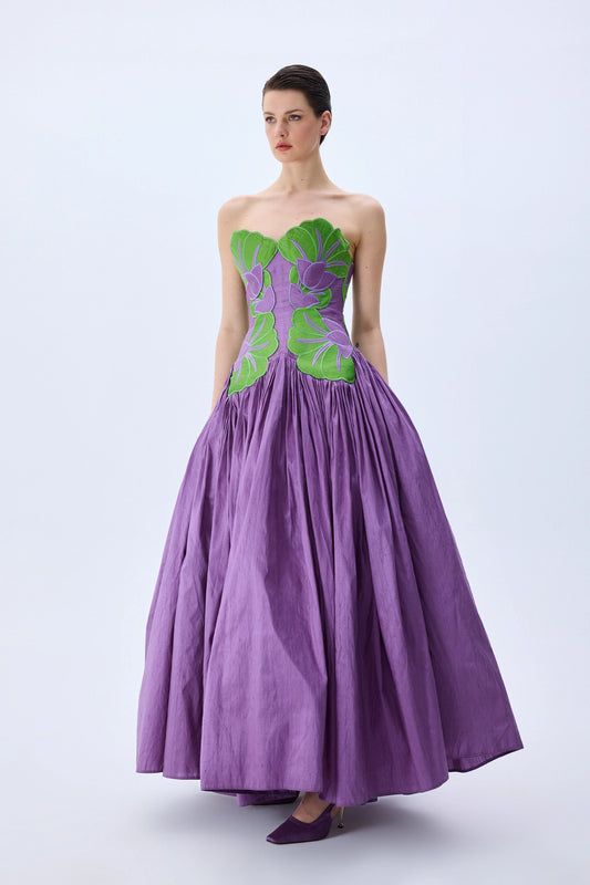 Royal Purple Silk Shantung Ball Gown